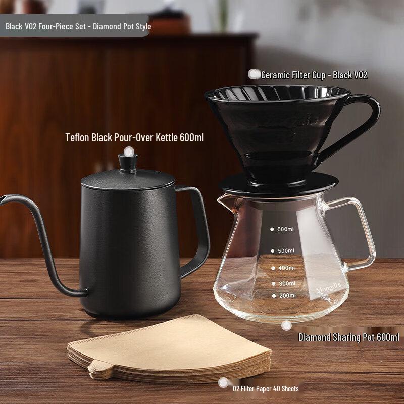 QWEI V60 Ceramic Pour-Over Coffee Dripper Set