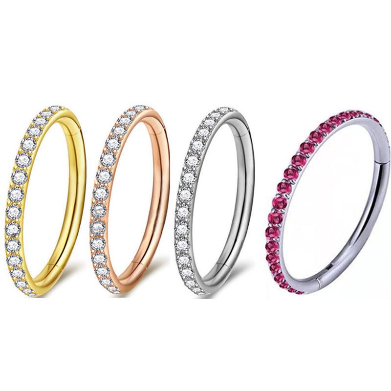 Titanium Rhinestone Nose Ring/Earring (6-12mm)