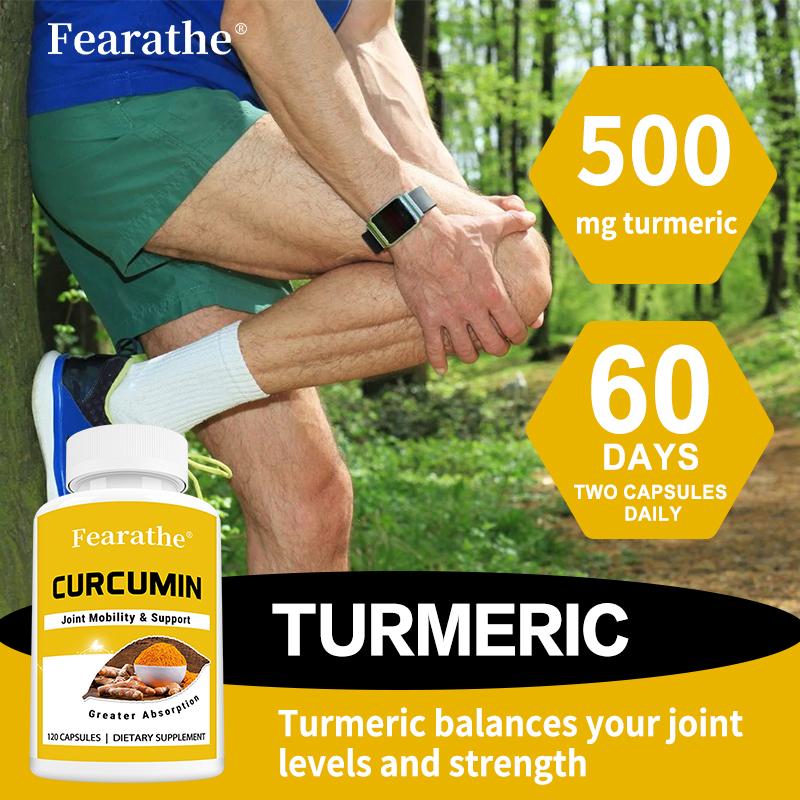 Curcumin Capsules Turmeric Extract with High Absorption Rate Maintain Joint Health120 Capsules of Dietary Supplement