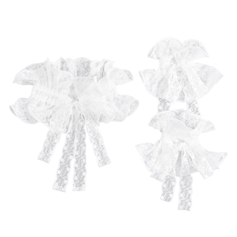 HX6F Elegant Lace Detachable Collar Arm Sleeves Set Women Fashion Costume Accessory белый