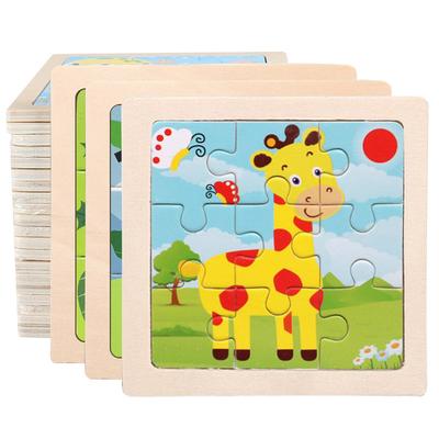 11cm/4.33in Wooden Jigsaw Puzzle Cartoon Animal Traffic Car Wood Puzzles for Kids Montessori Games Children Educational Toys