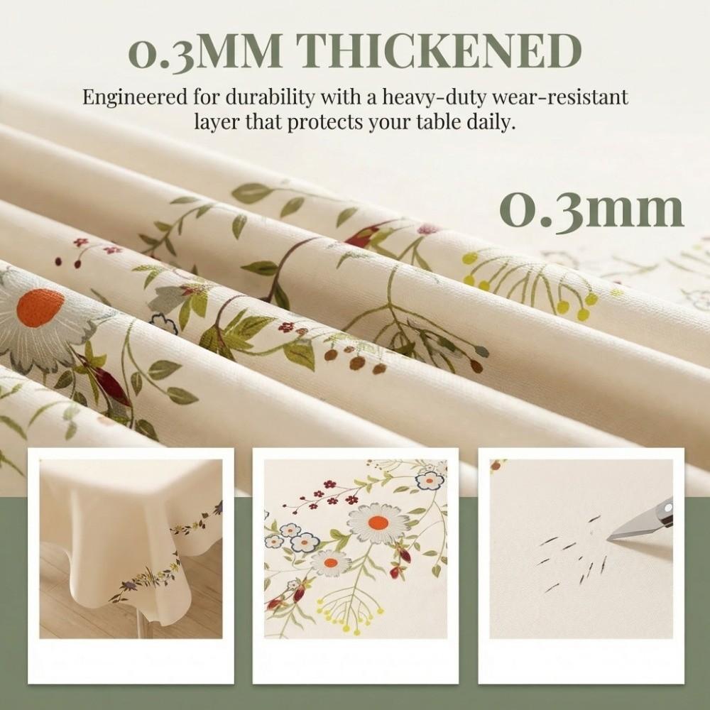 Beautiful PVC Tablecloths Oil-proof Spill Proof Table Cover Thickened Advanced Table Cloth for Kitchen Dining Table