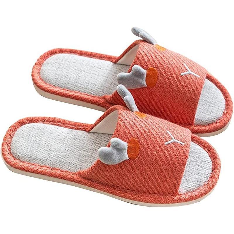 Slippers, Indoor Summer, Women s, Stylish, Washable Slippers, Non-Slip, Quiet, Linen, Room Shoes, Front Opening, Breathable, Japanese Style, Plain,