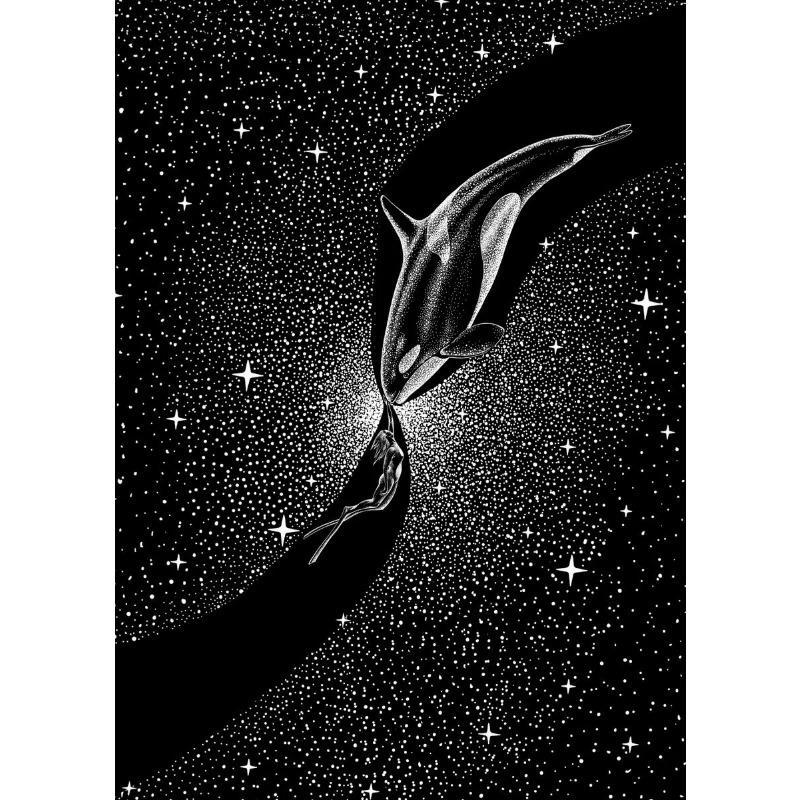 Cosmic Ocean Animals Starry Jellyfish Turtle Canvas Painting Nordic Wall Art For Living Room Home Decoration Frameless