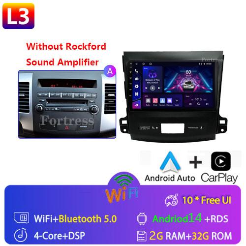9"Android 14 Autoradio Carplay for Mitsubishi Outlander 2/Peugeot 4007/Citroen C-rosser Multimedia Video Player 4G GPS Stereo FM