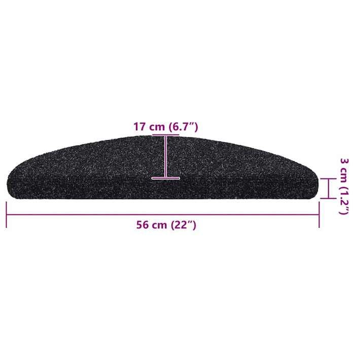 VidaXL Tapis d'escalier autocollants 20 pièces 56 x 17 x 3 cm Noir Demi-rond 3365669