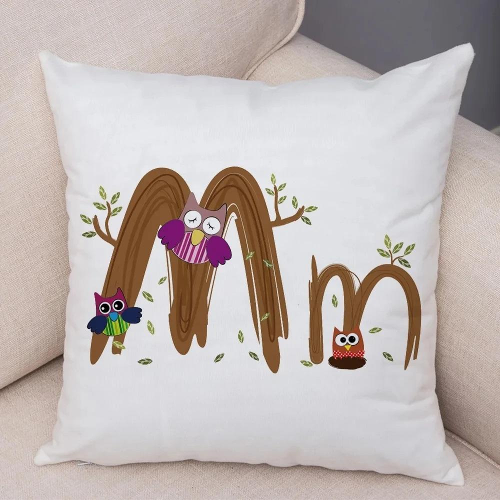 Owl Letter Decorative Pillowcase Car Ornaments Office Living Room Sofa Home Pillowcase