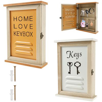 Caja decorativa de madera para guardar llaves montada en la pared con 6 ganchos Perchero retro para llaves Fácil de instalar para la entrada Puerta