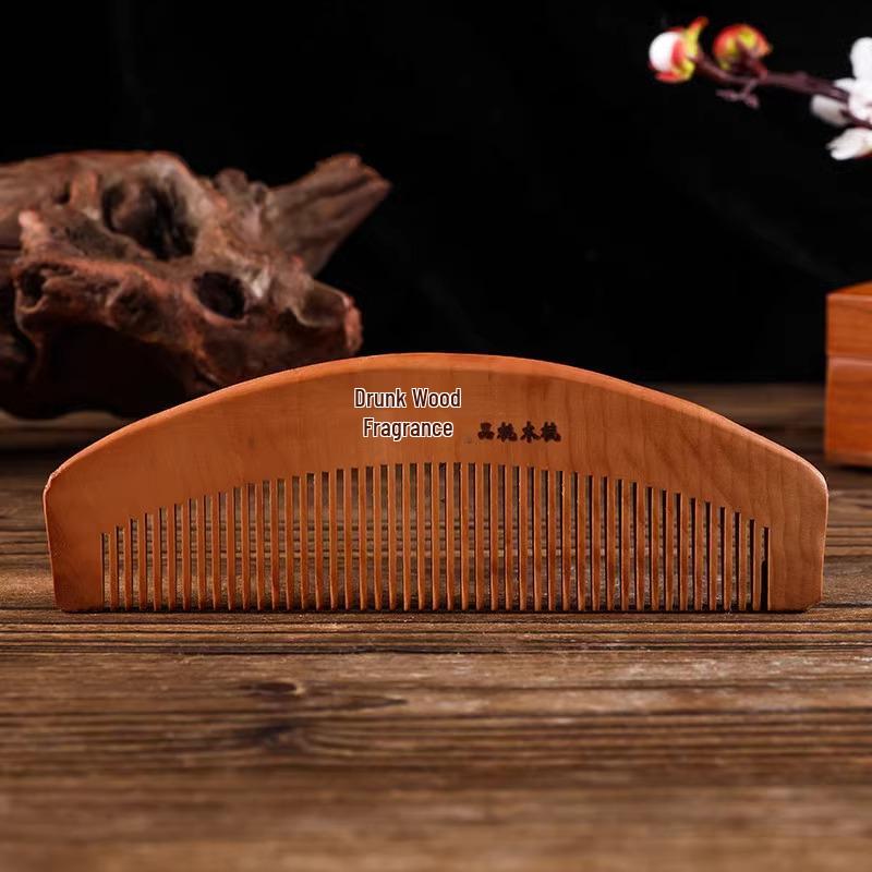 Anti-Static Pear & Peach Wood Comb: Hair Loss Prevention for All Genders