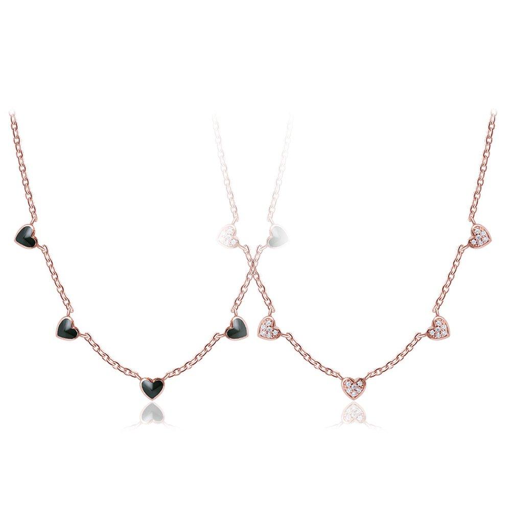 [Luvre Paris] Charlotte Heart Reversible Necklace in Pink Gold