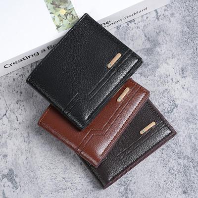Men's Short Litchi Pattern Wallet – Fashionable, Soft, Large Capacity with Multiple Card Slots
