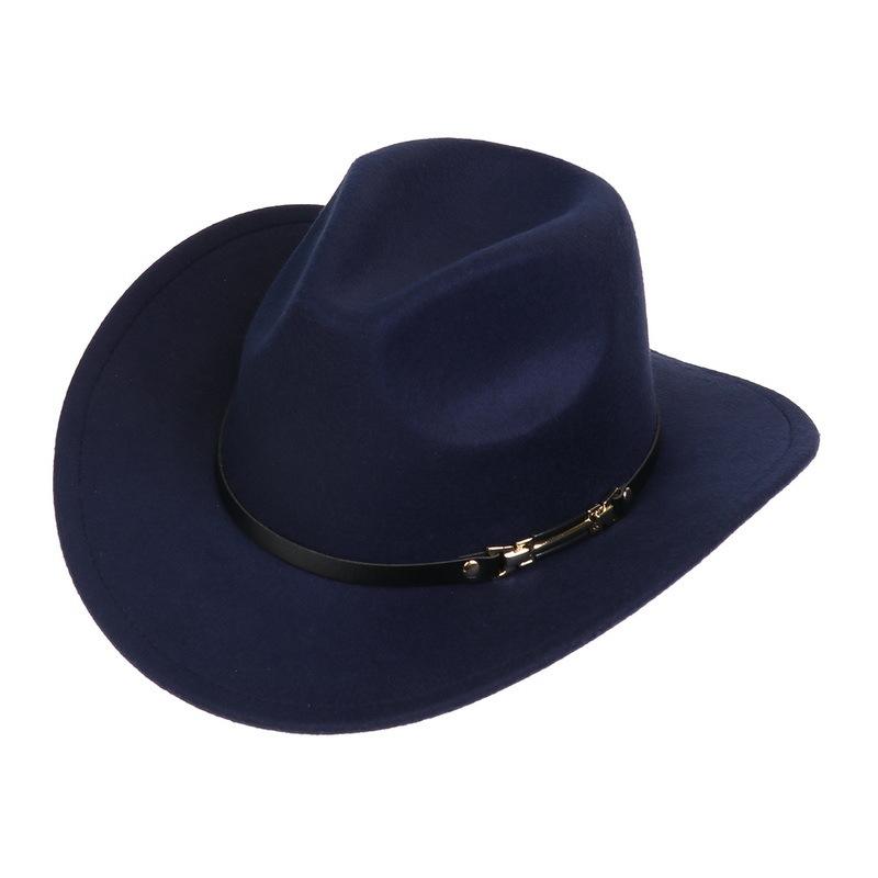 Western Cowboy Top Hat Spring And Autumn New Jazz Hat Big Brim Pentagram Belt Accessories Felt Hat Men And Women