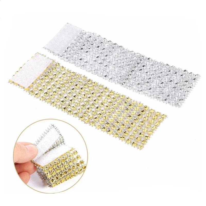 10Pcs Napkin Rings Silver Gold Rhinestone Bows Holder Ring Serviette Buckles Wedding Event Decoration Party Supplies