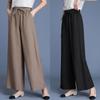 Ice Silk Cotton Linen High-Waist Wide-Leg Cropped Pants - Casual Loose Summer Style for Women