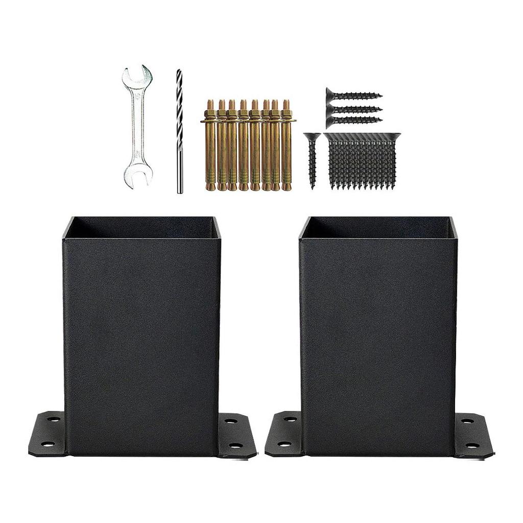 Post Base Bracket Kit Solid Steel for Wood or Concrete Floors Versatile 2Pcs