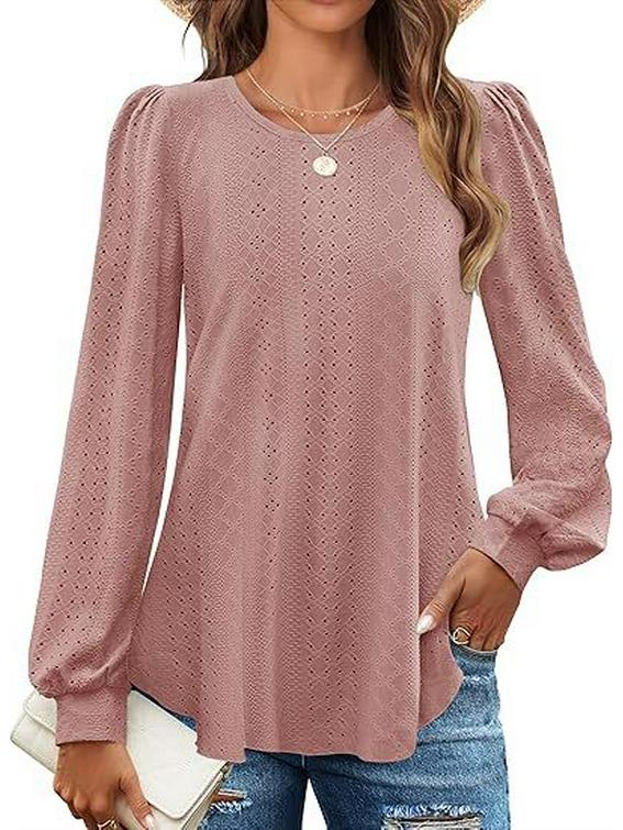 European American Women s Loose Fit Lantern Sleeve Tee - Autumn New Arrival L