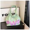 Summer new drawstring nylon bag large capacity lazy wind tote bag women's commuter shoulder bag canvas bag
