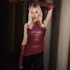 European and American slim fit and fashionable sexy temperament sloping shoulder sleeveless women's top