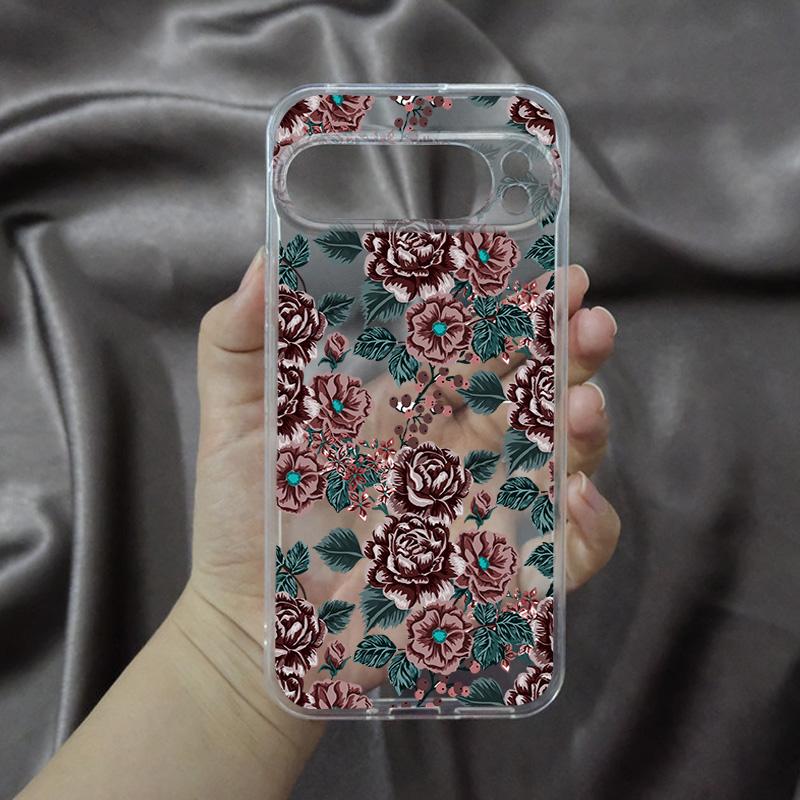 Fashion Flowers Retro Rose Phone Case for Google Pixel 9 Pro XL 8 7 6 Pro Pixel 8A 7A 6A XL 5G Peony Vintage Soft TPU Cover