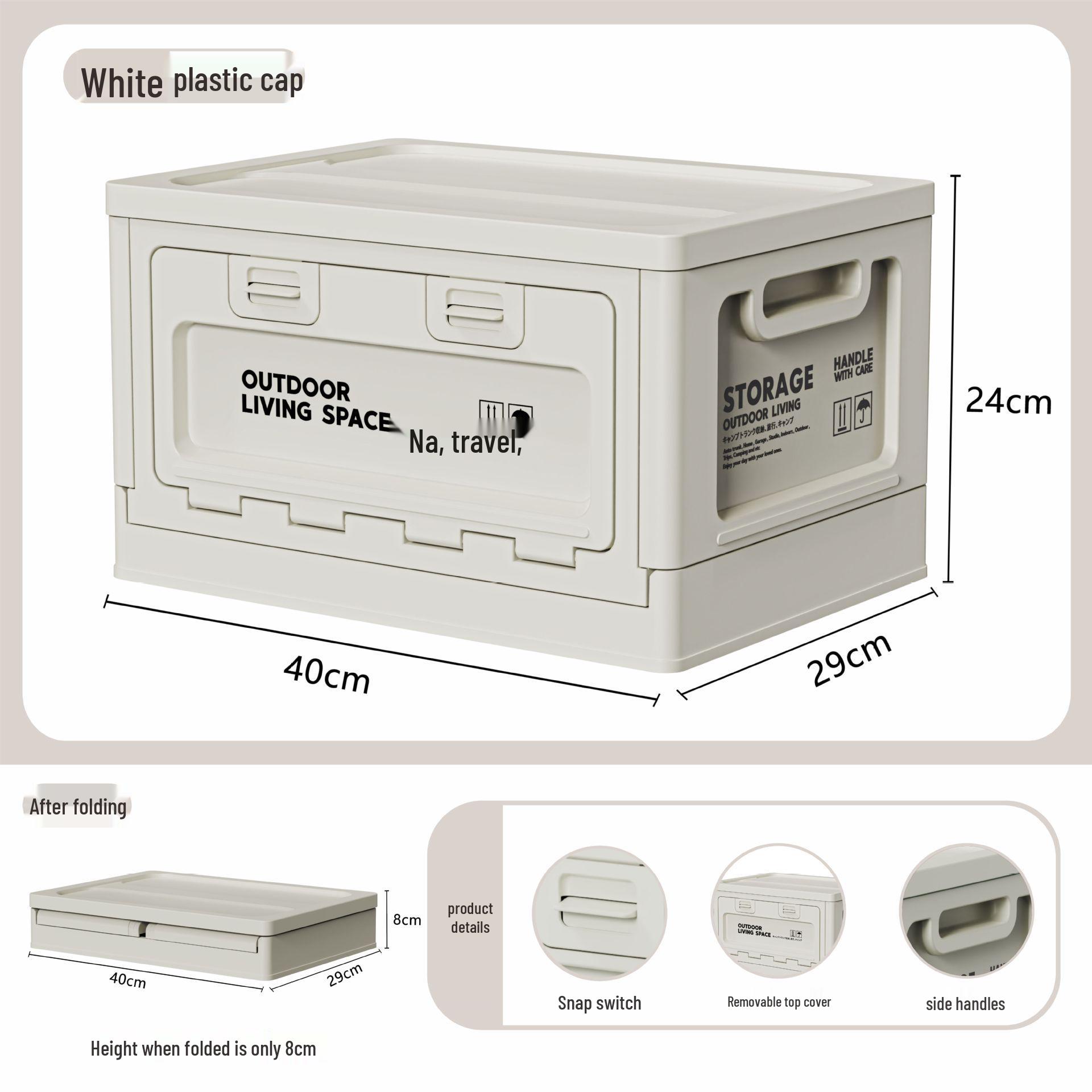 

Folding Camping Storage Box with Wooden Lid - Outdoor Picnic & Car Trunk Organizer