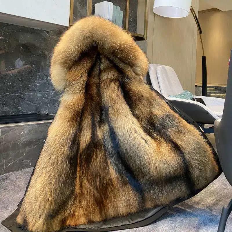 Winter Pie Overcoming Faux Fur Liner Mid-length Women's Parka Coat Plus Velvet Thick Warm Down Jacket