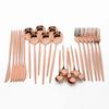4/6/12/16/24Pcs Rose Gold Dinnerware Set Stainless Steel Tableware Set Western Knife Fork Spoon Mirror Flatware Cutlery Set