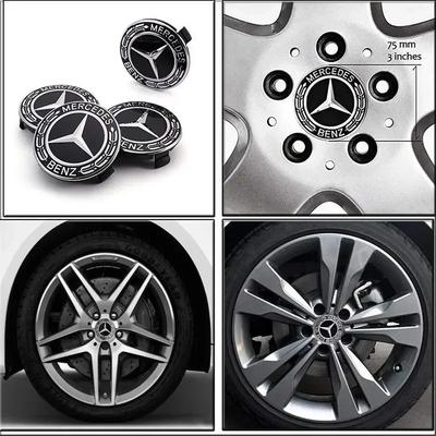 Pegatina de Coche Para Mercedes Benz 4 Piezas 75mm para Clase C E S GLE CLC AMG de Mercedes benz W204 W203 W205 W124 W221 Tapacubos Central de Rueda de Coche