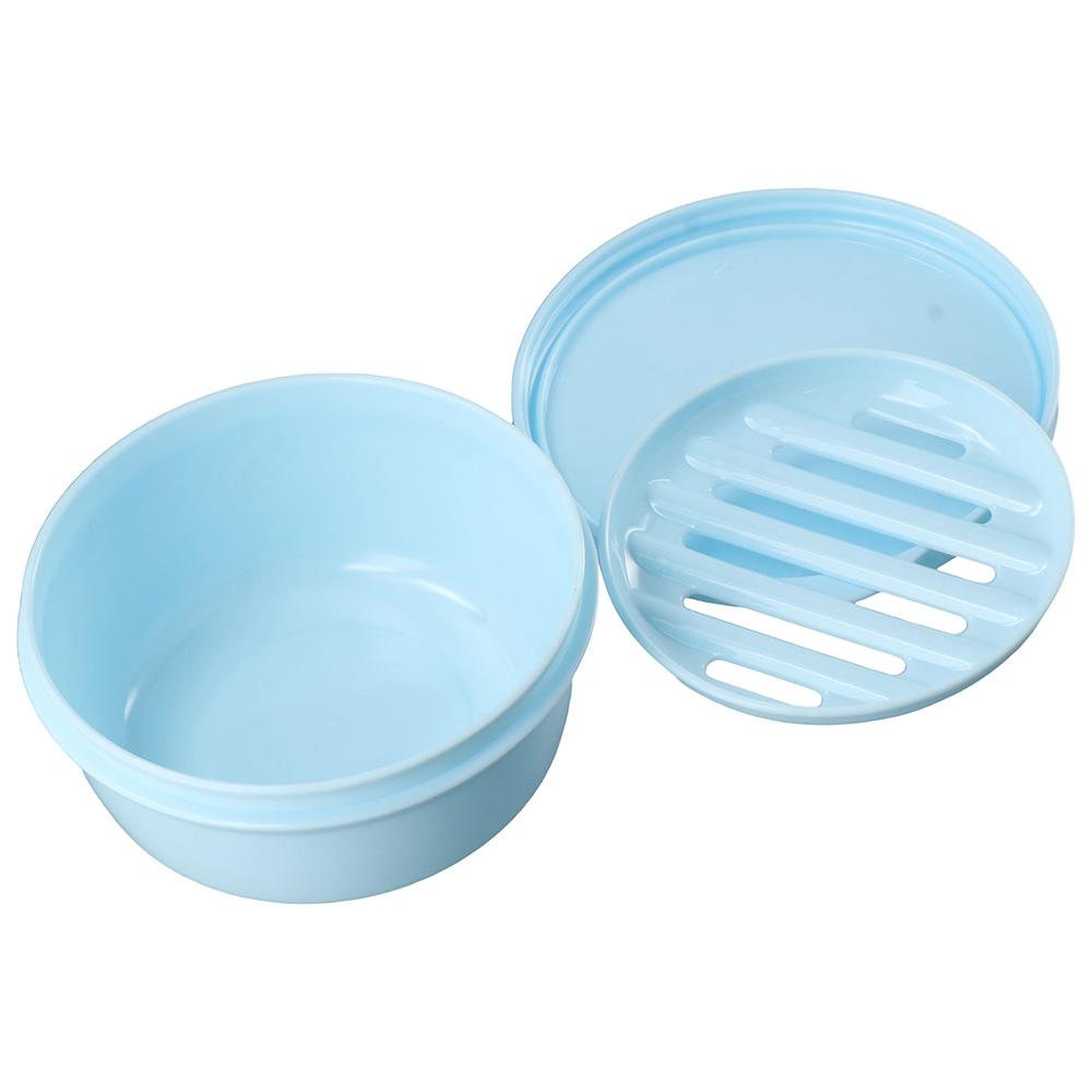 2 pcs Blue and White, Soap Holder Green and Black Round Draining Soap Dish Business Trip