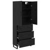 Highboard Set of 2 Black Oak Effect 69.5 x 34 x 180 cm