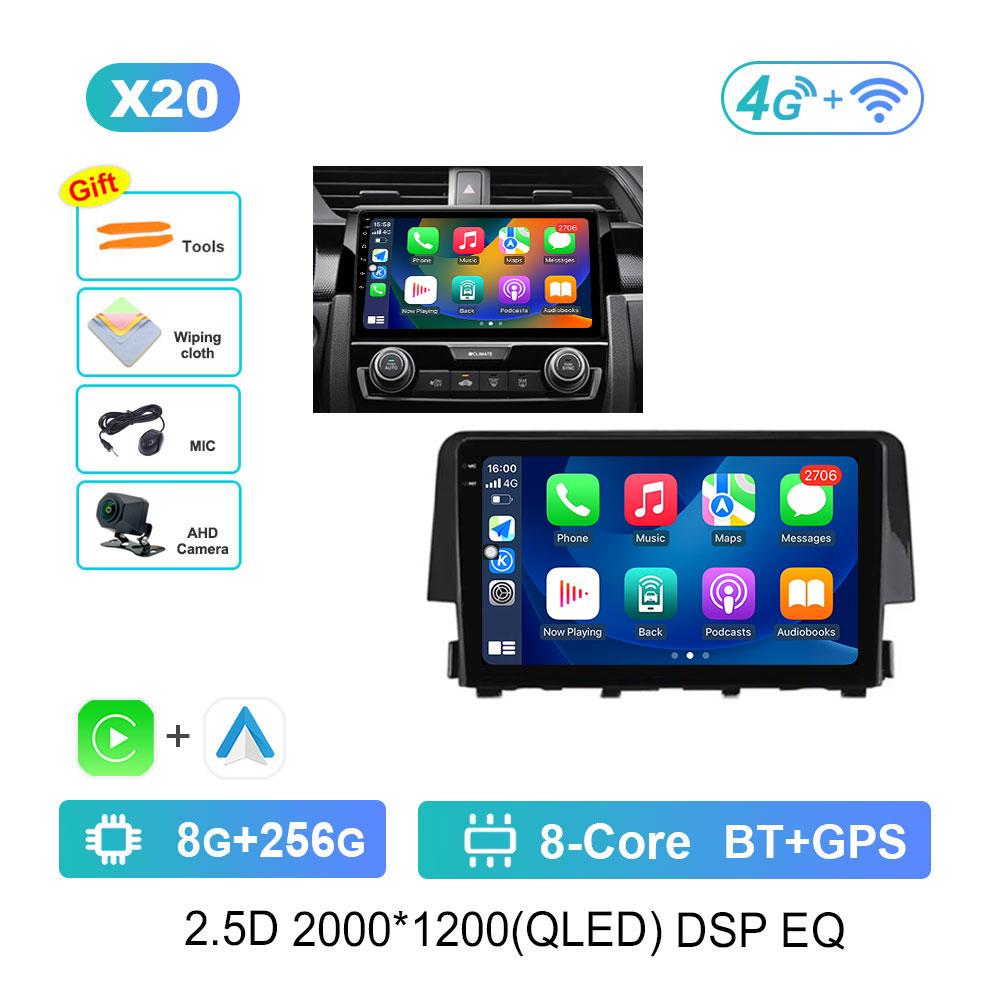 For Honda Civic 10th 2016 - 2021 Android 14 Intelligent System Car Radio Multimedia Video Player Navigation GPS 4G WIFI DSP