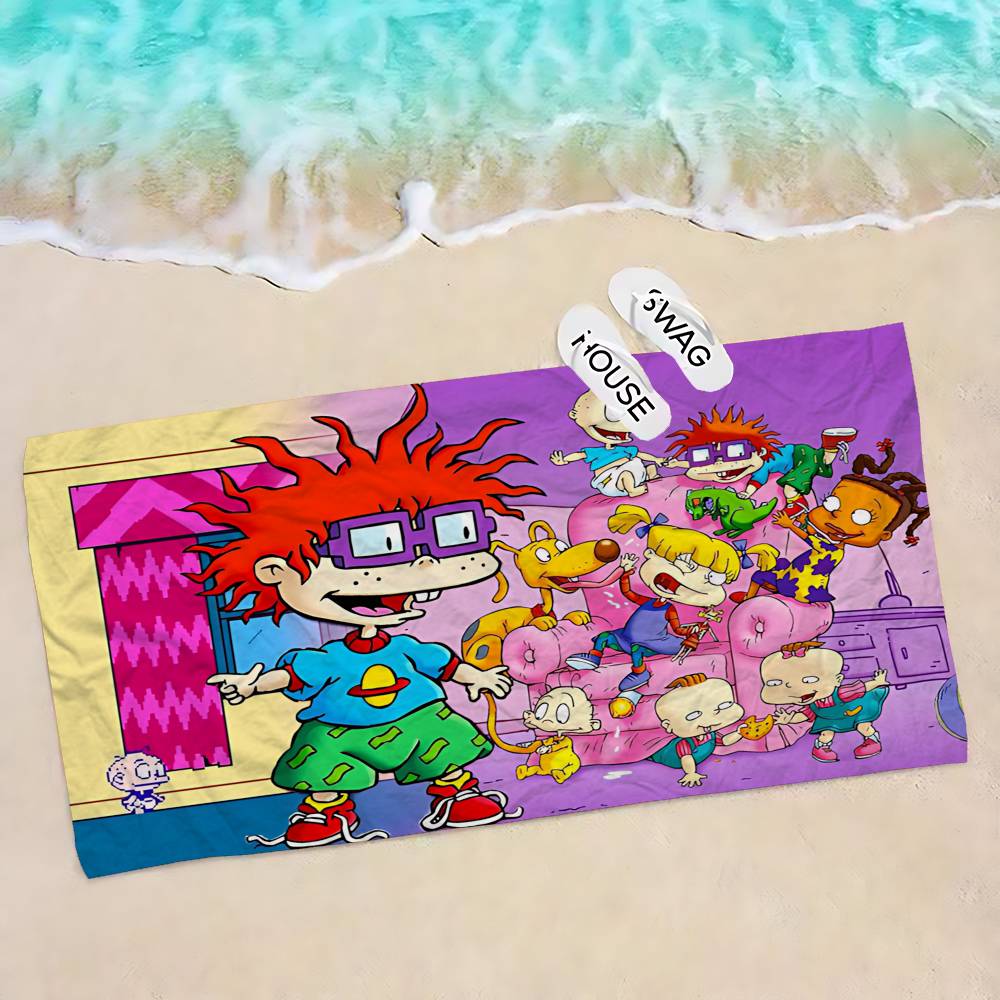 Funny Cute R-Rugrats Beach Towel Colorful Bath Towels for Girl Microfiber Quick Dry Sand Free Beach Yoga Spa Gym Pool