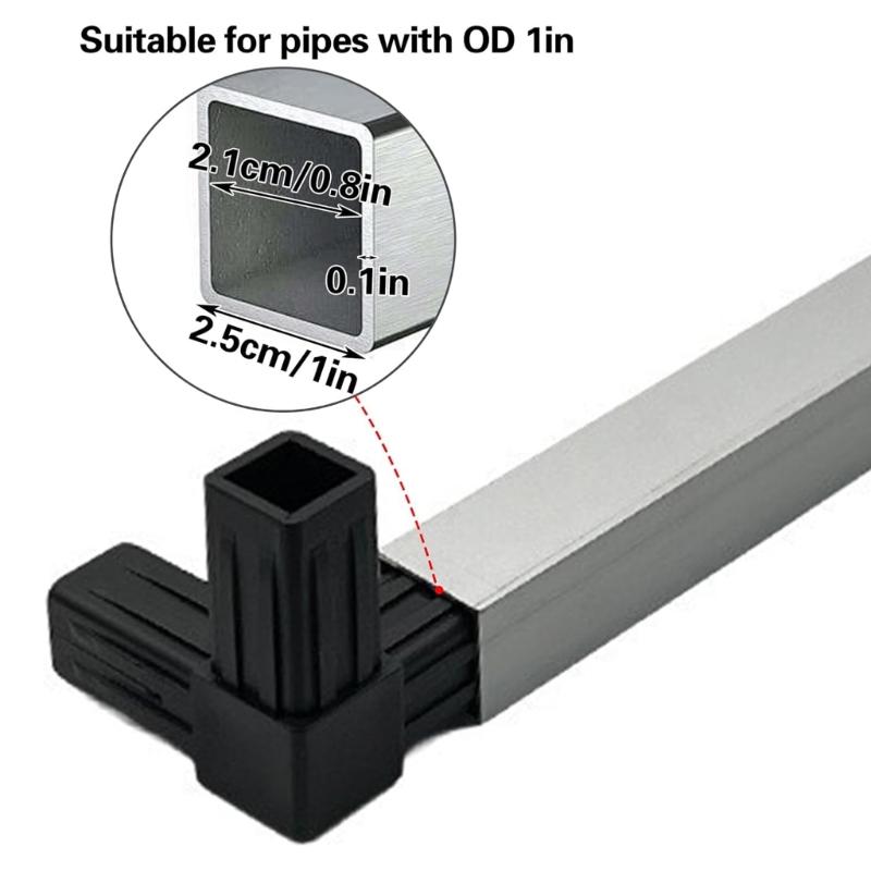 8Pcs Plastic Square Tube Connectors Angle Code Heavy Duty Square Pipe Fittings for Furniture Garden Frames