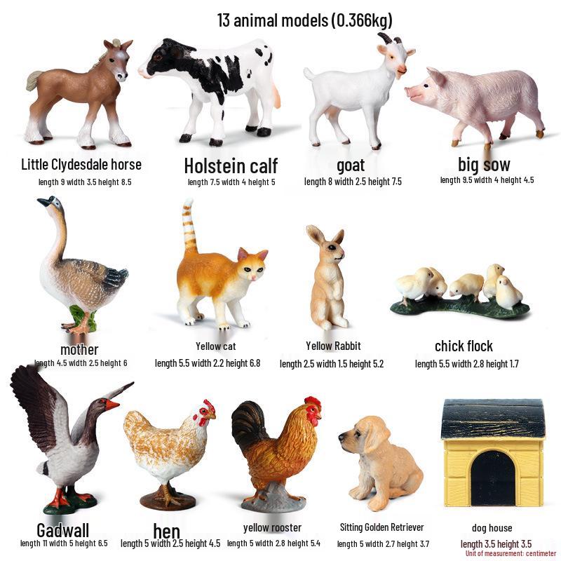 Wildlife Simulation Model: Tiger, Lion, Panda, Elephant, Rhinoceros, Kangaroo, Leopard, Horse, Sheep Toy Set