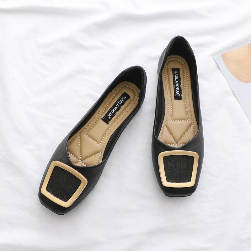 Flat-soled Single Shoes Women's 2025 New Autumn Shallow Soft-soled One-pedal Doudou Ladyshoes Large-size Women's Shoes 41-43 Summer