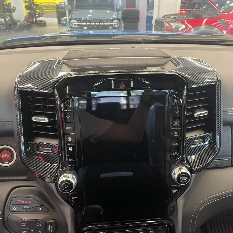 For Dodge Ram 1500 TRX 2023 2024 ABS Carbon Fiber Pattern Inner Front Dashboard Air Vent Outlet Cover Trim Decoration Frame PP2