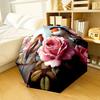 Two Birds Perched On A Rose Bush With Blooming Pink Flowers Automatic Umbrella With Folding Feature Retractable Design With 8 Rib Durability Compact