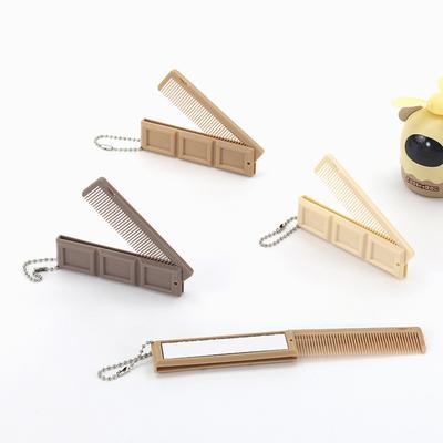Creative 2-in-1 Folding Comb Chocolate-Shaped with Mirrors Hair Combs for Women Girls Students Portable Mini Styling Tools Gifts