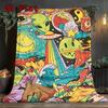 Whimsical UFO & Space 2D Flat Pattern Flannel Blanket High Quality All Seasons Warmth and Comfort Perfect for Christmas Gifts.