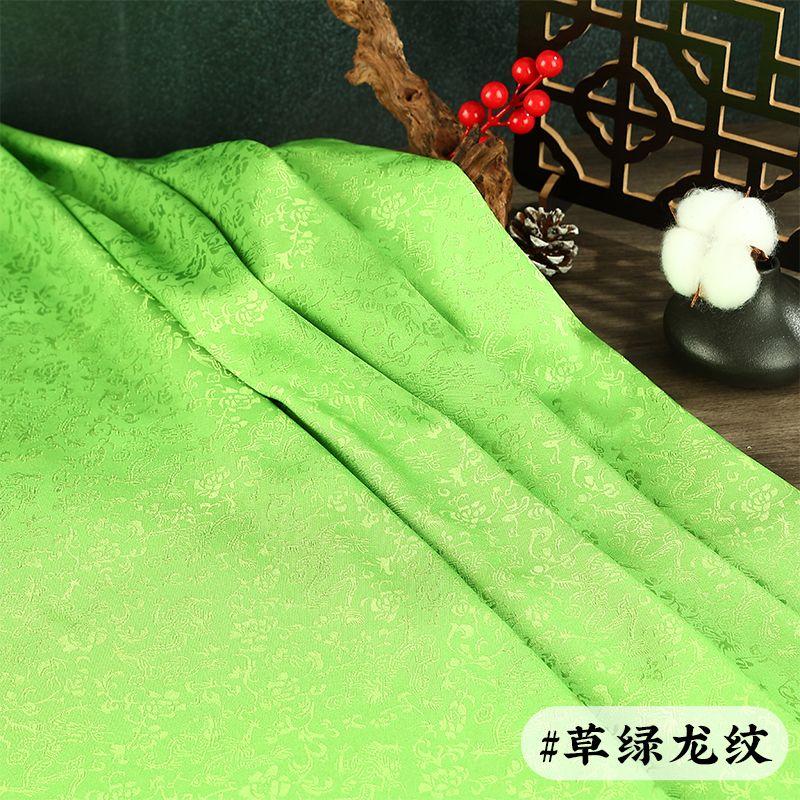 Double Sided Jacquard Fabric Bamboo Dragon Pattern By The Meter for Clothes Cheongsam Hanfu Sewing Cloth Fine Soft Gold White