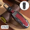 Luxury Genuine Leather for Porsche Boxster Cayman Panamera Cayenne Macan 718/911 Taycan Car Key Case Cover Protective Keychain