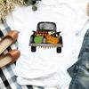 Women Lady Floral Truck Pumpkin Halloween Thanksgiving Print Womens Clothes Shirt T Tee For Tshirt Female