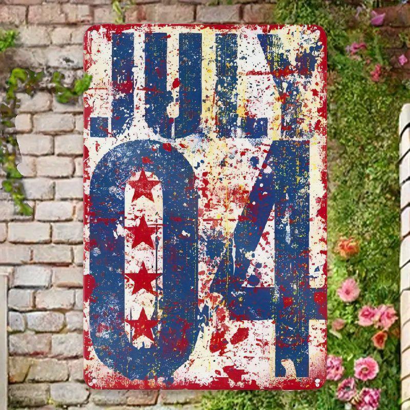 Vintage American Flag Metal Wall Art Heavy Duty Aluminum Plaque for Home Bar Garage Decor 20x30cm(7.8x11.8inch)