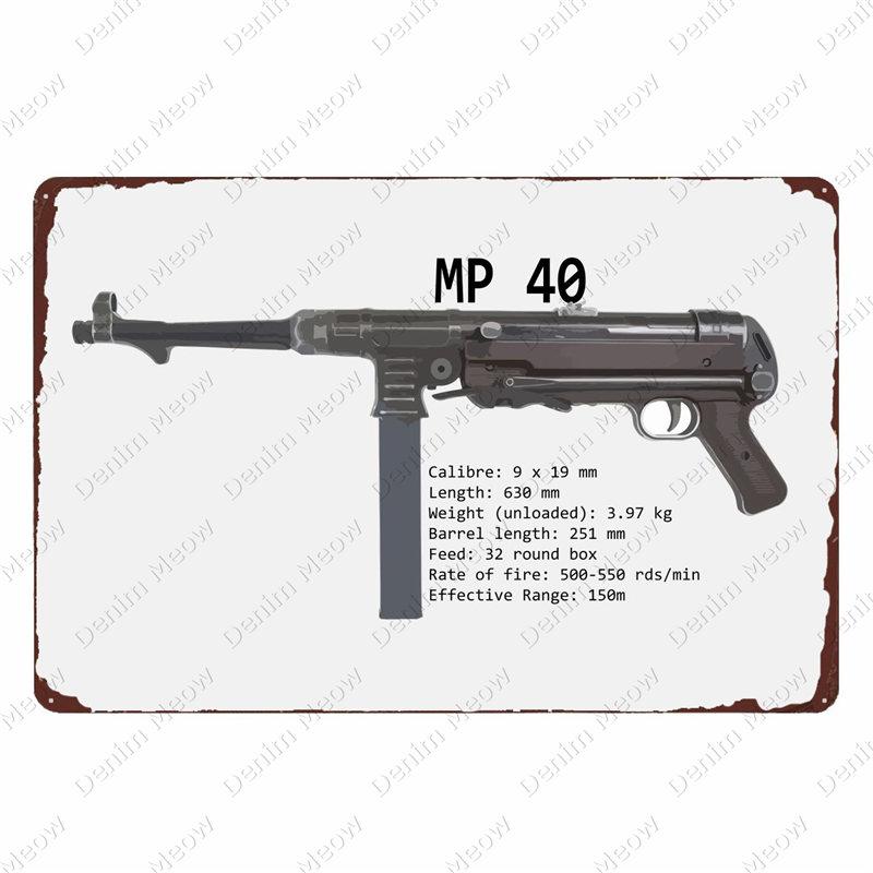 Uzi Vintage Metallschild, Waffenschild, Bar, Club, Café, Zimmerdekorplatte, Gewehrblechmalerei, Militärfans, Wandaufkleber