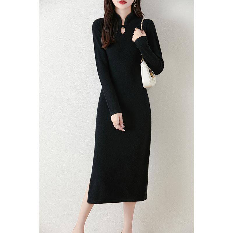 Women's Cashmere Dress Qinghe Cashmere 30% Cashmere 70% Wool Autumn and Winter Cashmere Skirt Soft and Warm