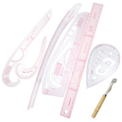 Set di Righelli da Cucito Alta Trasparenza Scala Incorporata Plastica Flessibile Pieghevole Cucito Trasparente