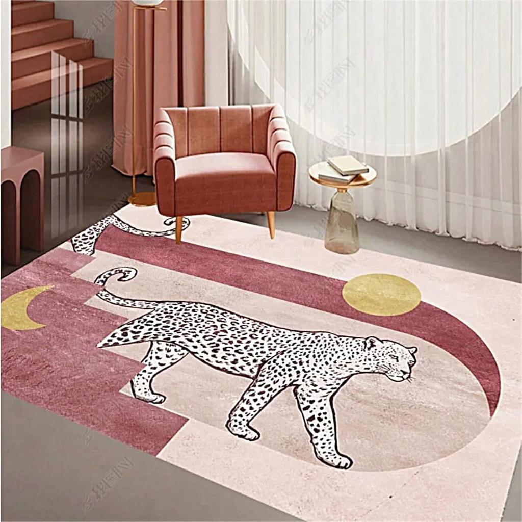 Pink Leopard Print Area Rug – Wild Style Non-Slip Carpet, Soft Floor Mat for Bedroom Living Room Bold Home Decor