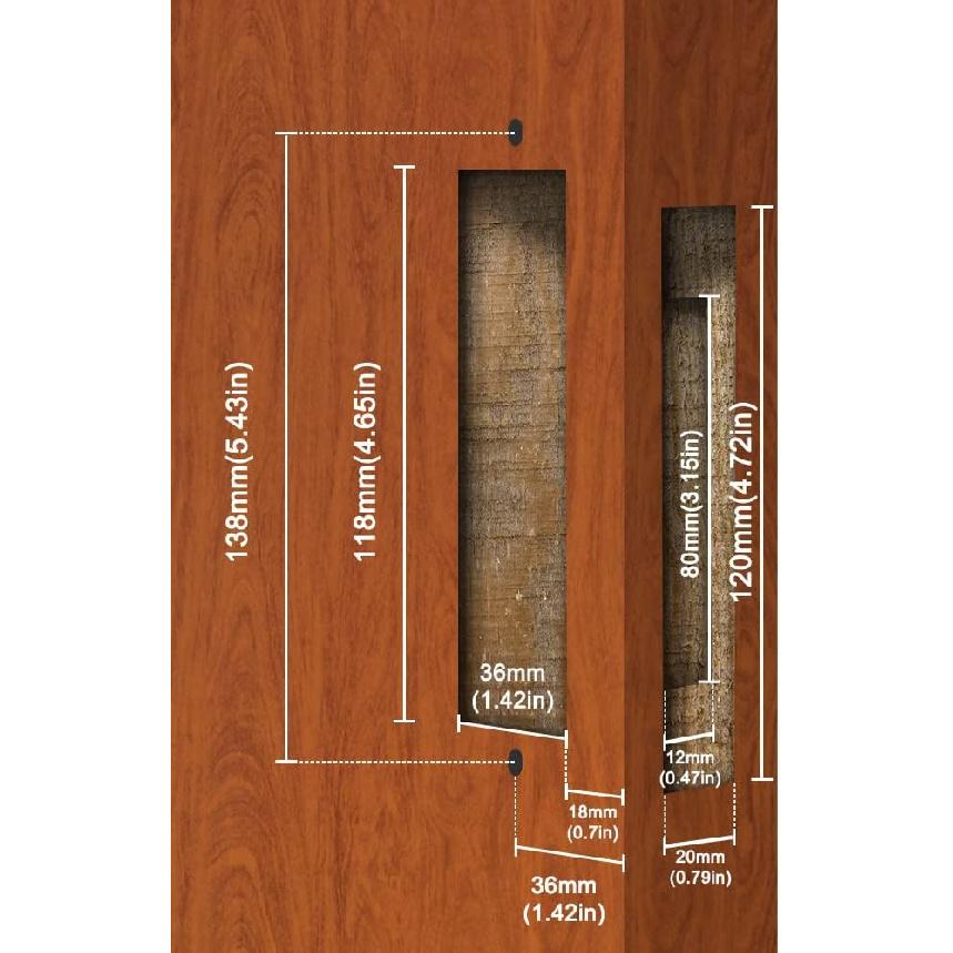 LWZH 6.3" Brushed Silver Privacy Pocket Door Lock Hardware, Invisible Recessed Handle Latch with Keys, Sliding Door Mortise Lock, Double Barn Door