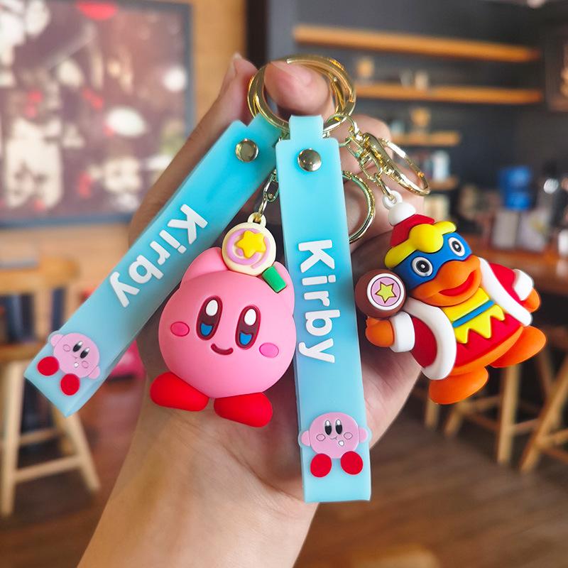 Pink Kirby Star Plush Keychain - Cute Heart Backpack Pendant