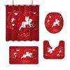 4pcs Valentine's Day Romantic Rose Flower Printed Bathroom Set Waterproof Shower Curtain Floor Mat Toilet Mat U-Shaped Mat