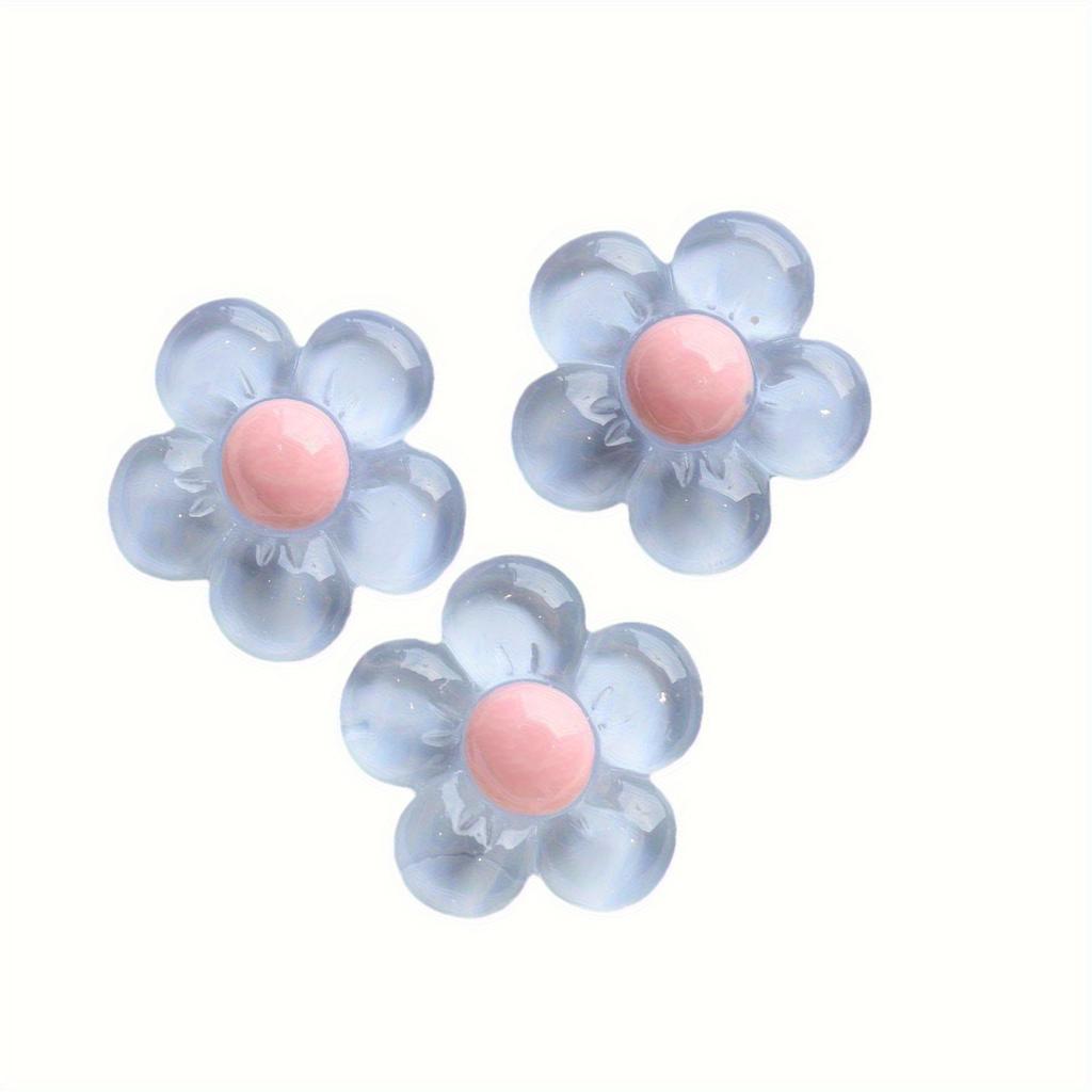 Ice Transparent Five Petal Flower DIY Cream Glue Resin Jewelry Accessories, Handmade Hair Clips, Hair Rings, Holes, Shoe Buckles, Patches